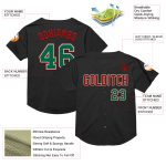 Personalized Authentic Throwback Baseball Jersey - Black Kelly Green Red Mesh Personalized Black Kelly Green-Red Mesh Authentic