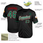 Custom Name Number Black Green Red Mesh Throwback Baseball Jersey - Personalized Team Jersey Personalized Black Kelly Green-Red