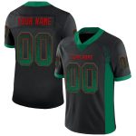 Custom Name and Number Personalized Football Jersey - Black Kelly Green-Red Mesh Drift Fashion Personalized Black Kelly Green-Red
