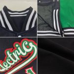 Custom Name Number 3D Bomber Jacket Mexico Varsity Letterman Two Tone Black Kelly Green Red Full-Snap Personalized Black