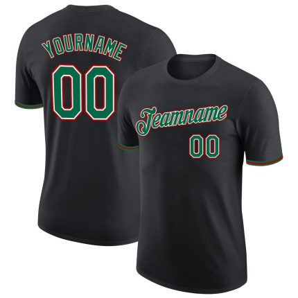 Personalized Performance T-Shirt in Black Kelly Green and Red Colors Personalized Black Kelly Green-Red Performance T-Shirt