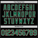 Custom Team Name and Number Performance T-Shirt - Personalized Black Kelly Green-Red Design Personalized Black Kelly Green-Red