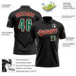 Custom Name Number Performance Vapor Golf Polo Shirt Personalized Black Kelly Green Red Personalized Black Kelly Green-Red