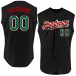 Personalized Black Kelly Green Red Sleeveless Baseball Jersey for Men and Women Personalized Black Kelly Green-Red Sleeveless