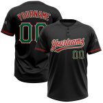 Personalized Softball Jersey Unisex Two-Button Black Kelly Green-Red Personalized Black Kelly Green-Red Two-Button Unisex