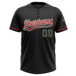 Personalized Softball Jersey Unisex Two-Button Black Kelly Green-Red Personalized Black Kelly Green-Red Two-Button Unisex