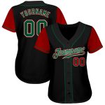 Custom Two Tone Baseball Jersey Black Kelly Green Red Personalization Personalized Black Kelly Green-Red Two Tone Baseball