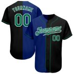 Personalized Black Green Royal Split Fashion Baseball Jersey for Men and Women Personalized Black Kelly Green-Royal Split