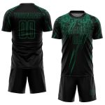 Personalized Black Kelly Green Soccer Jersey Uniform - Custom Sublimation Design Personalized Black Kelly Green Sublimation
