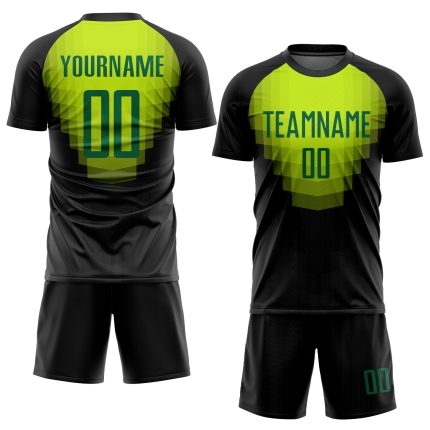 Personalized Sublimation Soccer Jersey in Black and Kelly Green for Team Play Personalized Black Kelly Green Sublimation