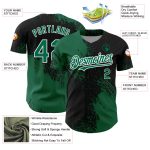 Personalized 3D Abstract Brush Stroke Baseball Jersey in Black Green White Personalized Black Kelly Green-White 3D Abstract