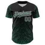 Personalized 3D Abstract Colorful Glittering Dot Baseball Jersey in Black Kelly Green and White Personalized Black Kelly