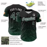 Personalized 3D Abstract Colorful Glittering Dot Baseball Jersey in Black Kelly Green and White Personalized Black Kelly