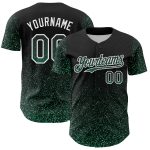 Personalized 3D Abstract Colorful Glittering Dot Baseball Jersey in Black Kelly Green and White Personalized Black Kelly