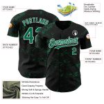 Personalized 3D Abstract Splatter Texture Baseball Jersey in Black Kelly Green White Personalized Black Kelly Green-White