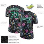 Personalized 3D Flowers Performance T-Shirt in Black, Kelly Green & White Personalized Black Kelly Green-White 3D Flowers