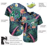 Personalized 3D Hawaii Palm Leaves Baseball Jersey in Black Kelly Green-White Personalized Black Kelly Green-White 3D Hawaii