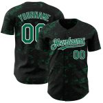 Customizable 3D Abstract Splatter Texture Baseball Jersey in Black and Kelly Green - Personalized Name and Number Design