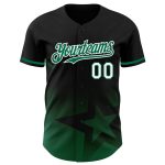 Personalized Twinkle Star Baseball Jersey with Custom Name & Number, Black Kelly Green-White 3D Gradient Design Personalized