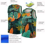 Personalized Tropical Hawaii Leaves Basketball Jersey - Black Kelly Green-White 3D Design Personalized Black Kelly Green-White