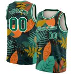 Personalized Tropical Hawaii Leaves Basketball Jersey - Black Kelly Green-White 3D Design Personalized Black Kelly Green-White