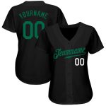 Personalized Authentic Baseball Jersey in Black, Kelly Green & White Personalized Black Kelly Green-White Authentic Baseball