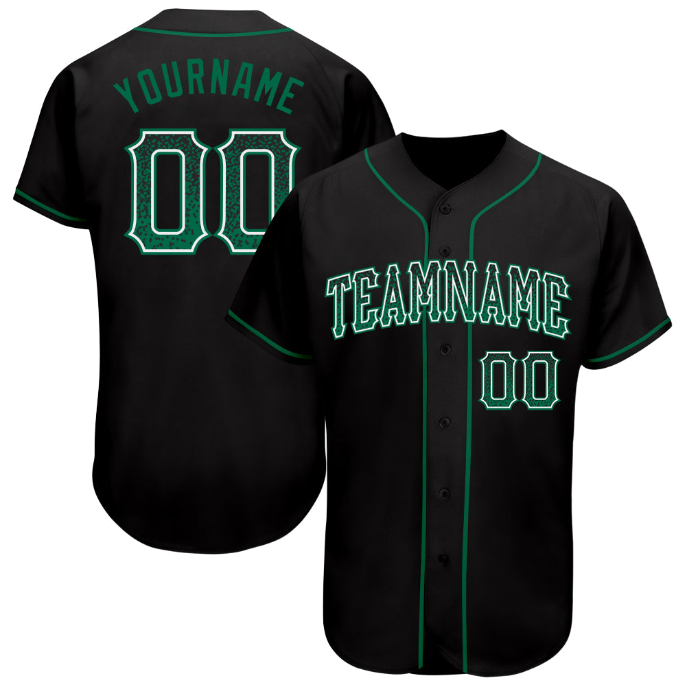 Custom Name Number Baseball Jersey - Authentic Black Kelly Green White Drift Fashion Personalized Black Kelly Green-White