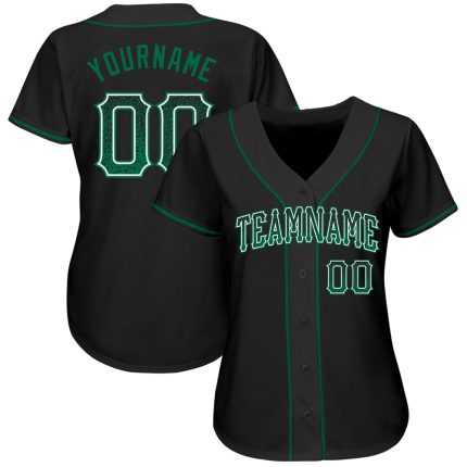 Custom Name Number Baseball Jersey - Authentic Black Kelly Green White Drift Fashion Personalized Black Kelly Green-White