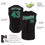 Personalized Authentic Baseball Jersey in Black and Kelly Green-White Sleeveless Design Personalized Black Kelly Green-White