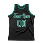 Custom Personalized Basketball Jersey - Authentic Black Green-White Throwback with Team Name and Number Personalized Black