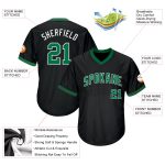 Custom Personalized Black Kelly Green White Baseball Jersey Shirt with Name and Number - Authentic Throwback Rib-Knit Design