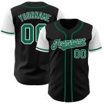 Custom Name and Number Two Tone Baseball Jersey - Authentic Black Kelly Green and White Design Personalized Black Kelly Green-White