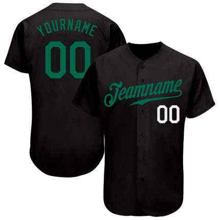 Personalized Baseball Jersey in Black, Kelly Green, and White - Custom Team Jersey for Sports and Play Personalized Black