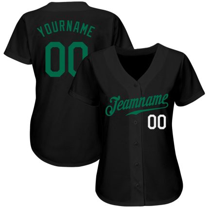 Personalized Baseball Jersey in Black, Kelly Green, and White - Custom Team Jersey for Sports and Play Personalized Black