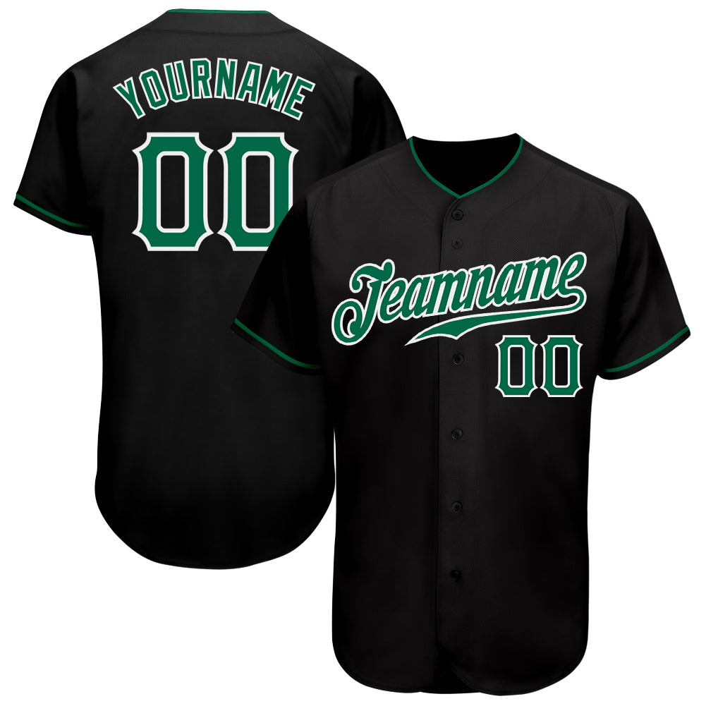 Personalized Black Kelly Green White Baseball Jersey for Men and Women - Customizable Sports Apparel Personalized Black Kelly
