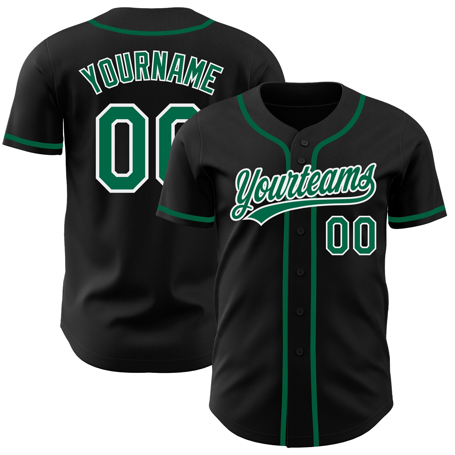 Personalized Black Baseball Jersey with Kelly Green and White - Custom Jersey 4 Personalized Black Kelly Green-White Baseball