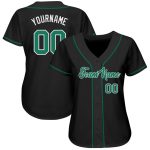 Personalized Baseball Jersey in Black, Kelly Green, and White - Customizable Sports Apparel Personalized Black Kelly Green-White