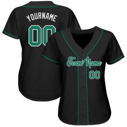 Personalized Baseball Jersey in Black, Kelly Green, and White - Customizable Sports Apparel Personalized Black Kelly Green-White