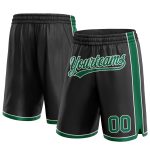 Personalized Black Green White Basketball Shorts for Men and Women Personalized Black Kelly Green-White Basketball Shorts