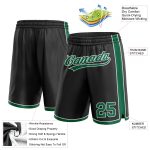 Personalized Black Green White Basketball Shorts for Men and Women Personalized Black Kelly Green-White Basketball Shorts