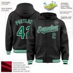 Custom Name Number Varsity Letterman Hoodie Jacket Black Kelly Green White Bomber Full-Snap - Personalized Team Apparel Personalized