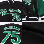 Custom Two Tone Bomber Jacket with Varsity Letterman Style - Personalized Black Kelly Green and White, Custom Name and Number
