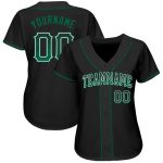 Personalized Black Green White Drift Fashion Baseball Jersey for Men Personalized Black Kelly Green-White Drift Fashion Baseball
