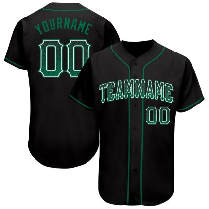 Personalized Black Green White Drift Fashion Baseball Jersey for Men Personalized Black Kelly Green-White Drift Fashion Baseball