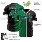 Personalized Fashion Baseball Jersey in Black Kelly Green-White Gradient Personalized Black Kelly Green-White Gradient Fashion