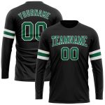 Personalized Performance T-Shirt in Black Kelly Green and White - Long Sleeve Style Personalized Black Kelly Green-White
