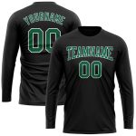 Personalized Performance T-Shirt in Black Kelly Green and White - Long Sleeve Style Personalized Black Kelly Green-White