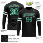 Personalized Performance T-Shirt in Black Kelly Green and White - Long Sleeve Style Personalized Black Kelly Green-White