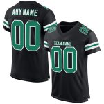Custom Personalized Football Jersey - Black Kelly Green-White Mesh with Team Name and Number Personalized Black Kelly Green-White