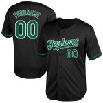 Custom Throwback Baseball Jersey with Personalized Name & Number in Black, Kelly Green, and White Mesh Personalized Black